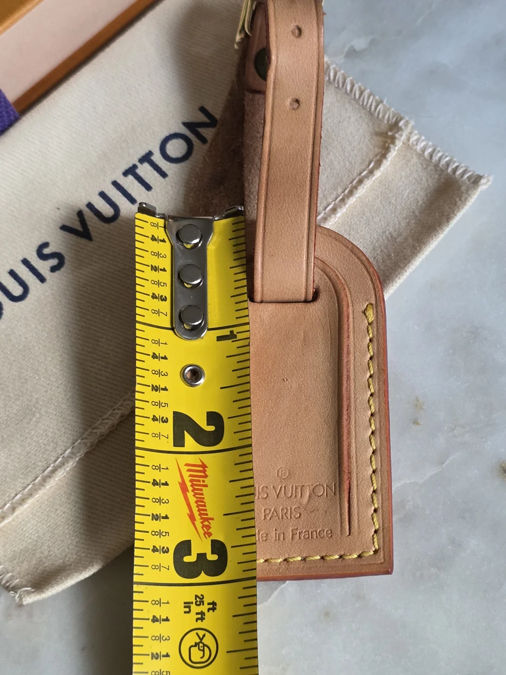 Authentic Louis Vuitton Vachetta Leather Luggage Tag W/ Box & Dustbag